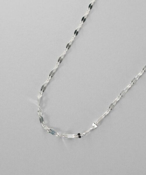 シルバー デザインチェーン デュアルペタルネックレス（38cm