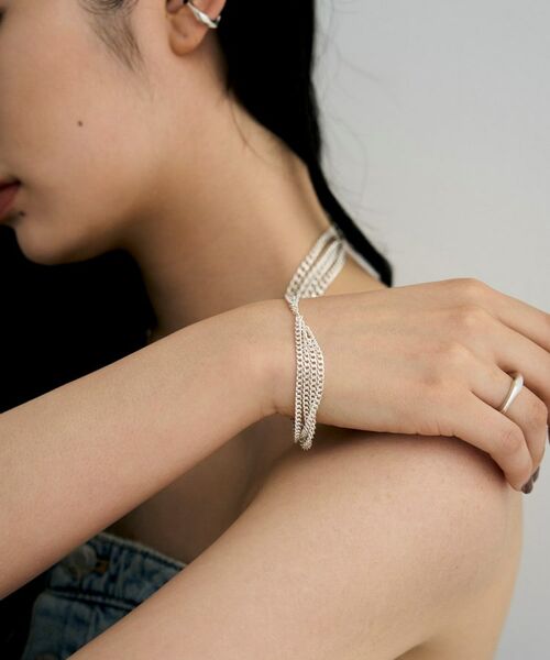 COCOSHNIK / ココシュニック ブレスレット・バングル | シルバー カーブチェーンアシンメトリードレープブレスレット | 詳細8