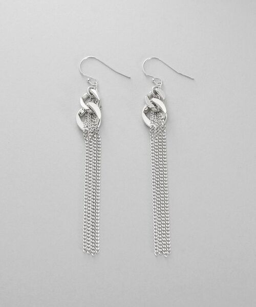 COCOSHNIK / ココシュニック ピアス・イヤリング | シルバー カーブチェーンモチーフフリンジピアス | 詳細3