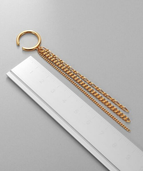 COCOSHNIK / ココシュニック ピアス・イヤリング | シルバー カーブチェーンミックスフリンジイヤカフ GP | 詳細4