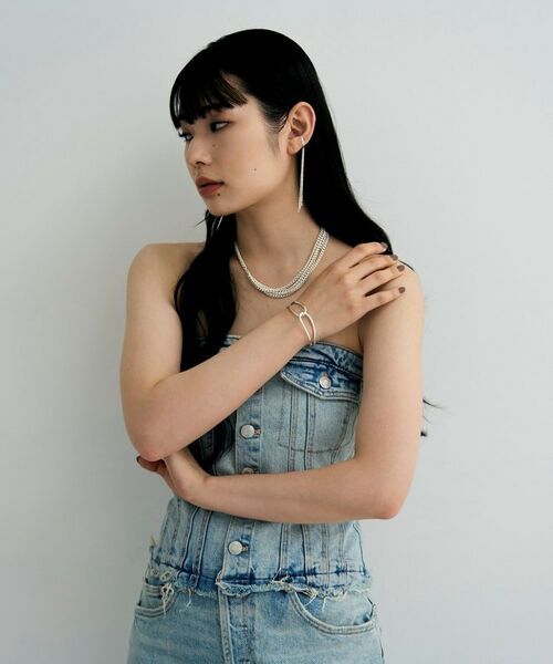 COCOSHNIK / ココシュニック ピアス・イヤリング | シルバー カーブチェーンミックスフリンジイヤカフ | 詳細6