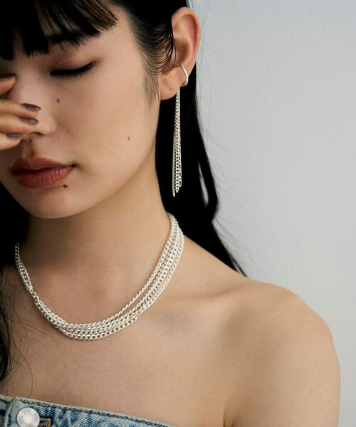 COCOSHNIK / ココシュニック ピアス・イヤリング | シルバー カーブチェーンミックスフリンジイヤカフ | 詳細7