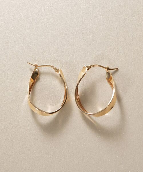 COCOSHNIK / ココシュニック ピアス・イヤリング | K10平打ちカーブ フープピアス | 詳細3