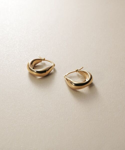 COCOSHNIK / ココシュニック ピアス・イヤリング | K10中空カーブインシェイプ フープピアス | 詳細1