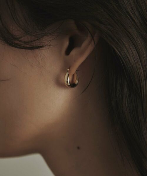 COCOSHNIK / ココシュニック ピアス・イヤリング | K10中空カーブインシェイプ フープピアス | 詳細8