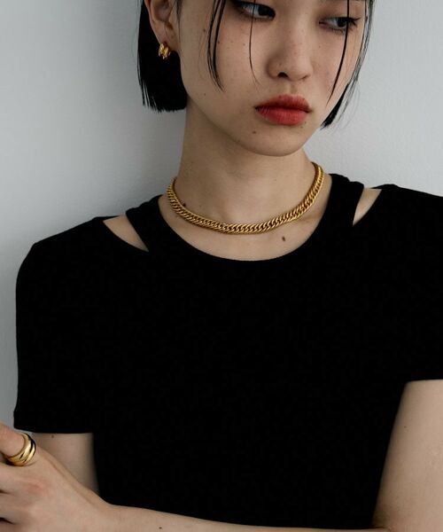 COCOSHNIK / ココシュニック ネックレス・ペンダント・チョーカー | シルバー デザインチェーン ホロウカットダブルカーブネックレス GP | 詳細9