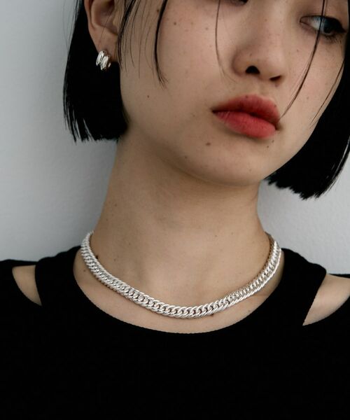 COCOSHNIK / ココシュニック ネックレス・ペンダント・チョーカー | シルバー デザインチェーン ホロウカットダブルカーブネックレス | 詳細9