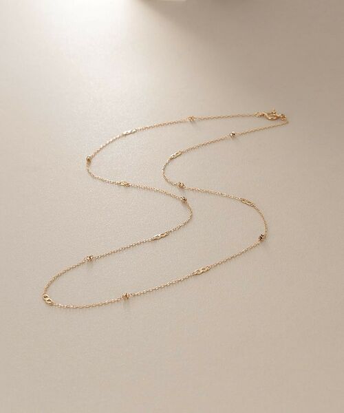 COCOSHNIK / ココシュニック ネックレス・ペンダント・チョーカー | K18フラットキヘイ×カットビーズ ネックレス（イエローゴールド(100)）