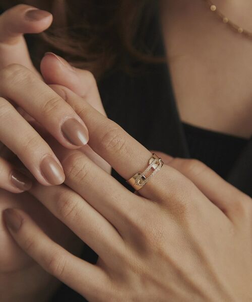 COCOSHNIK / ココシュニック リング | K10ダイヤモンド ケーブルチェーンモチーフカフ リング | 詳細10