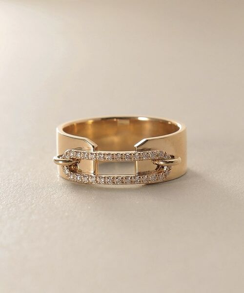 COCOSHNIK / ココシュニック リング | K10ダイヤモンド ケーブルチェーンモチーフカフ リング | 詳細2