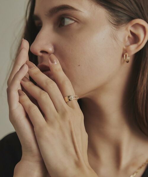 COCOSHNIK / ココシュニック リング | K10ダイヤモンド ケーブルチェーンモチーフカフ リング | 詳細8