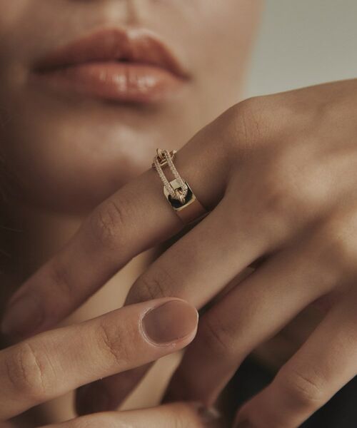 COCOSHNIK / ココシュニック リング | K10ダイヤモンド ケーブルチェーンモチーフカフ リング | 詳細9