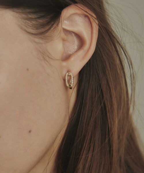 COCOSHNIK / ココシュニック ピアス・イヤリング | K10ダイヤモンド ケーブルチェーンモチーフ ワンタッチピアス | 詳細10