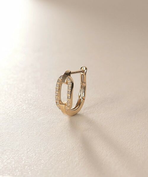 COCOSHNIK / ココシュニック ピアス・イヤリング | K10ダイヤモンド ケーブルチェーンモチーフ ワンタッチピアス | 詳細2