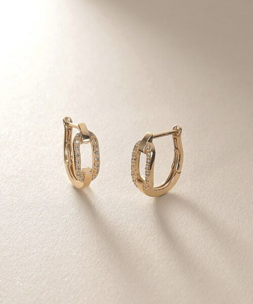 COCOSHNIK / ココシュニック ピアス・イヤリング | K10ダイヤモンド ケーブルチェーンモチーフ ワンタッチピアス | 詳細3