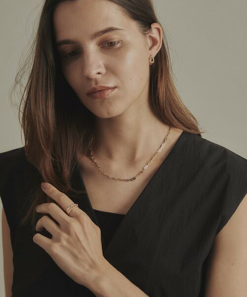 COCOSHNIK / ココシュニック ピアス・イヤリング | K10ダイヤモンド ケーブルチェーンモチーフ ワンタッチピアス | 詳細8