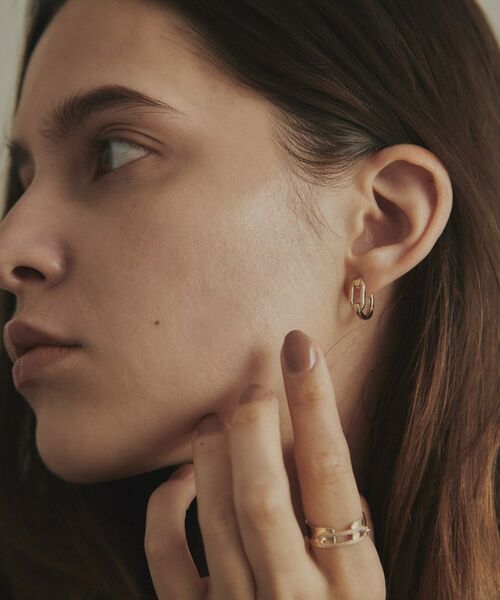 COCOSHNIK / ココシュニック ピアス・イヤリング | K10ダイヤモンド ケーブルチェーンモチーフ ワンタッチピアス | 詳細9