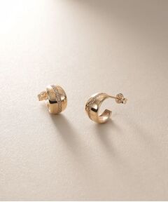 COCOSHNIK / ココシュニック ピアス・イヤリング | K10ダイヤモンド 月甲フープ スタッドピアス