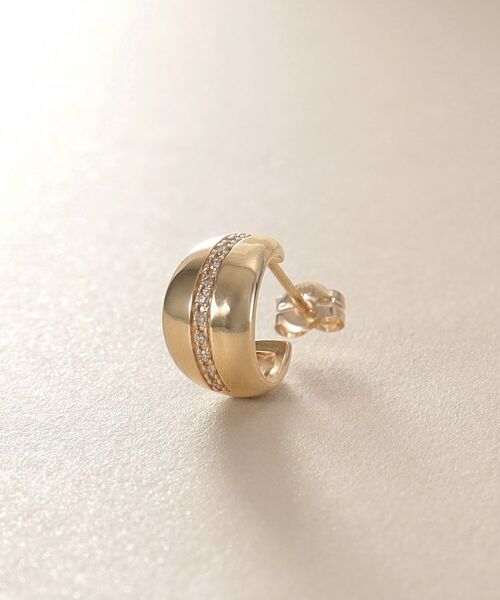 COCOSHNIK / ココシュニック ピアス・イヤリング | K10ダイヤモンド 月甲フープ スタッドピアス | 詳細2