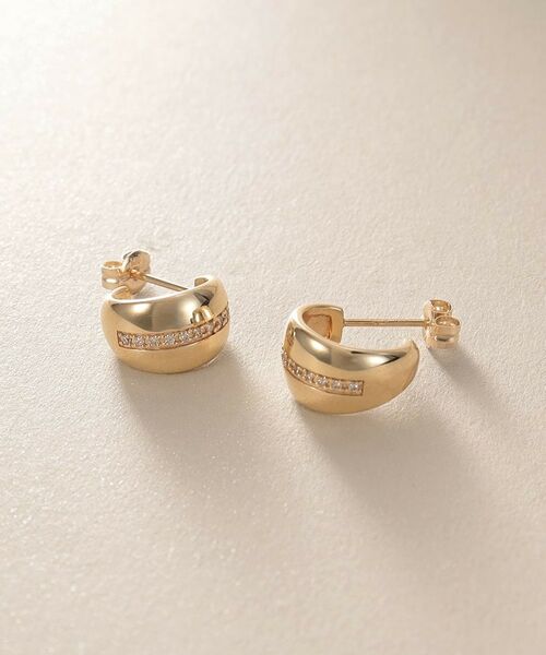 COCOSHNIK / ココシュニック ピアス・イヤリング | K10ダイヤモンド 月甲フープ スタッドピアス | 詳細3