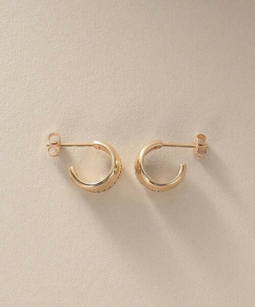 COCOSHNIK / ココシュニック ピアス・イヤリング | K10ダイヤモンド 月甲フープ スタッドピアス | 詳細4