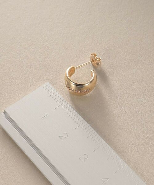 COCOSHNIK / ココシュニック ピアス・イヤリング | K10ダイヤモンド 月甲フープ スタッドピアス | 詳細5