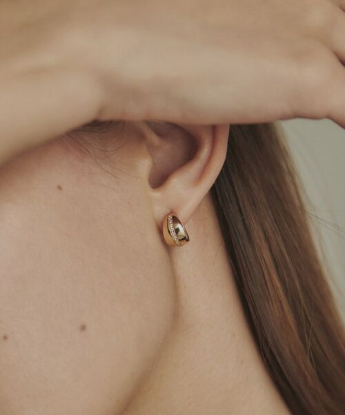 COCOSHNIK / ココシュニック ピアス・イヤリング | K10ダイヤモンド 月甲フープ スタッドピアス | 詳細8