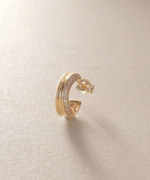 COCOSHNIK / ココシュニック ピアス・イヤリング | K10ダイヤモンド 逆アールフープ スタッドピアス | 詳細2
