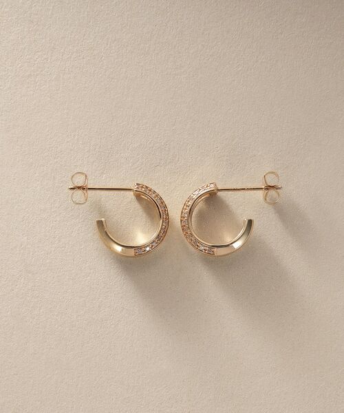 COCOSHNIK / ココシュニック ピアス・イヤリング | K10ダイヤモンド 逆アールフープ スタッドピアス | 詳細4
