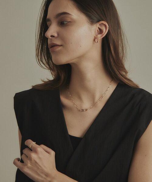 COCOSHNIK / ココシュニック ピアス・イヤリング | K10ダイヤモンド 逆アールフープ スタッドピアス | 詳細7