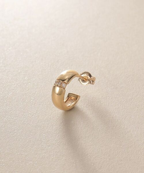 COCOSHNIK / ココシュニック ピアス・イヤリング | K10ダイヤモンド 甲丸フープ スタッドピアス | 詳細2