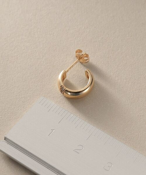 COCOSHNIK / ココシュニック ピアス・イヤリング | K10ダイヤモンド 甲丸フープ スタッドピアス | 詳細5