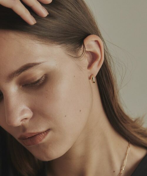 COCOSHNIK / ココシュニック ピアス・イヤリング | K10ダイヤモンド 甲丸フープ スタッドピアス | 詳細8