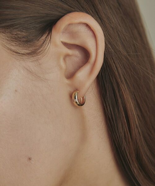 COCOSHNIK / ココシュニック ピアス・イヤリング | K10ダイヤモンド 甲丸フープ スタッドピアス | 詳細9