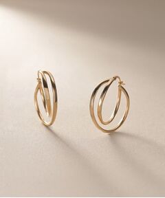 COCOSHNIK / ココシュニック ピアス・イヤリング | K10中空クロスダブル フープピアス