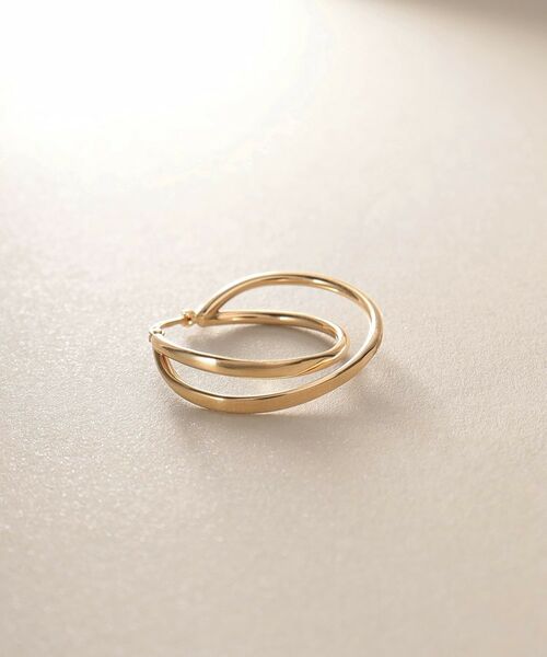 COCOSHNIK / ココシュニック ピアス・イヤリング | K10中空クロスダブル フープピアス | 詳細2