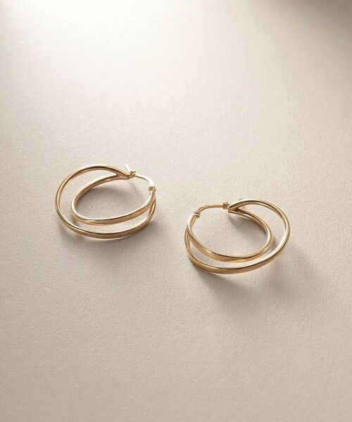 COCOSHNIK / ココシュニック ピアス・イヤリング | K10中空クロスダブル フープピアス | 詳細3