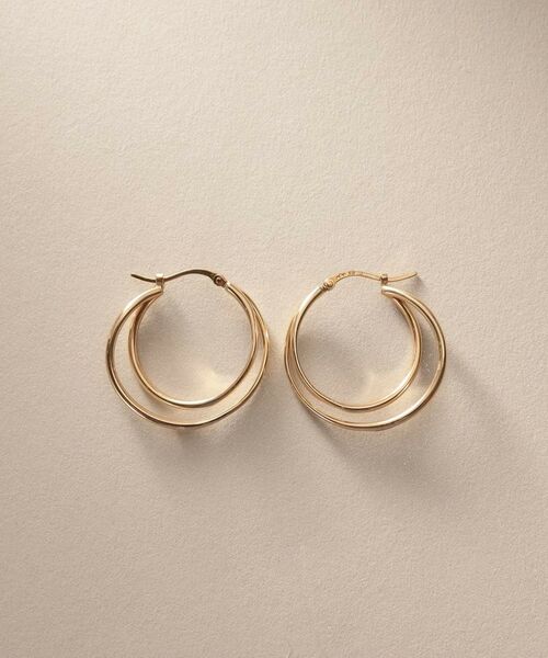 COCOSHNIK / ココシュニック ピアス・イヤリング | K10中空クロスダブル フープピアス | 詳細4