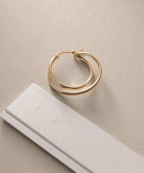 COCOSHNIK / ココシュニック ピアス・イヤリング | K10中空クロスダブル フープピアス | 詳細5
