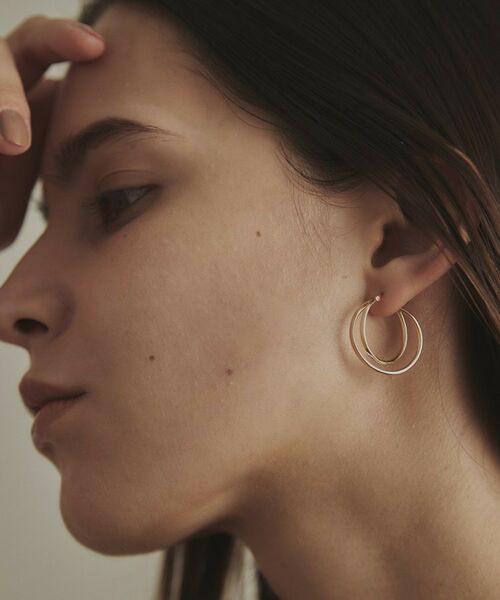 COCOSHNIK / ココシュニック ピアス・イヤリング | K10中空クロスダブル フープピアス | 詳細9