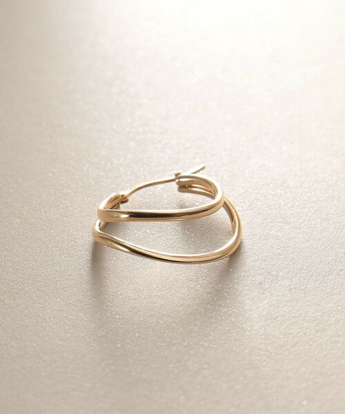 COCOSHNIK / ココシュニック ピアス・イヤリング | K10中空カーブダブル フープピアス | 詳細2