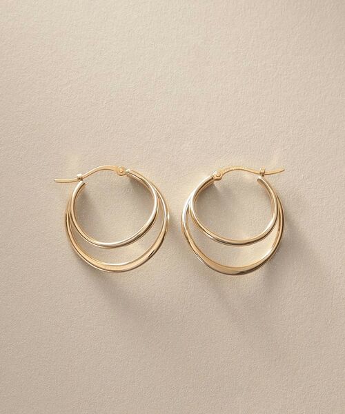 COCOSHNIK / ココシュニック ピアス・イヤリング | K10中空カーブダブル フープピアス | 詳細4