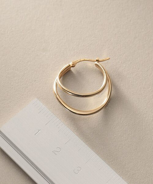 COCOSHNIK / ココシュニック ピアス・イヤリング | K10中空カーブダブル フープピアス | 詳細5