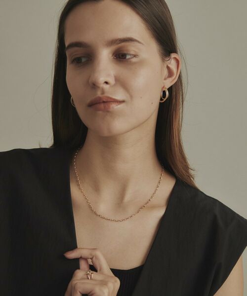 COCOSHNIK / ココシュニック ピアス・イヤリング | K10中空カーブダブル フープピアス | 詳細7