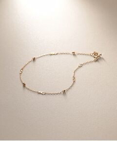 COCOSHNIK 花モチーフ ブレスレット K18フラワークロスチェーン ブレスレット（ブレスレット