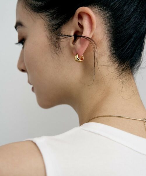 COCOSHNIK / ココシュニック ピアス・イヤリング | シルバー ハギーフープ ポインテッドワイドピアス GP | 詳細8