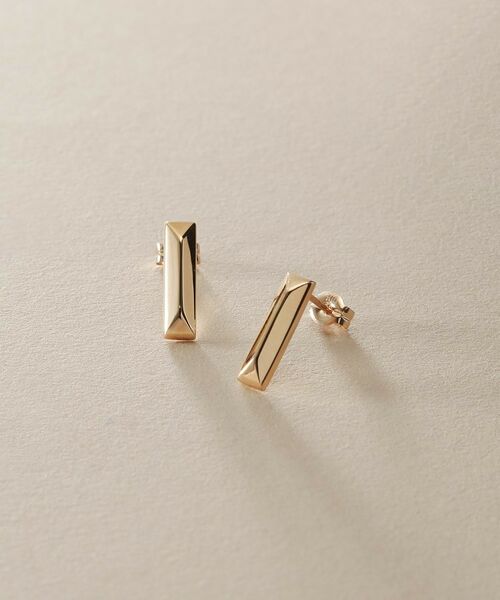 COCOSHNIK / ココシュニック ピアス・イヤリング | K10中空レクタングルピラミッド スタッドピアス | 詳細1
