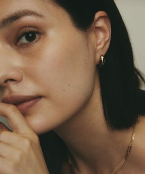 COCOSHNIK / ココシュニック ピアス・イヤリング | K10月甲 フープピアス細 | 詳細7