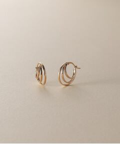 COCOSHNIK / ココシュニック ピアス・イヤリング | K10甲丸グラデトリプル フープピアス