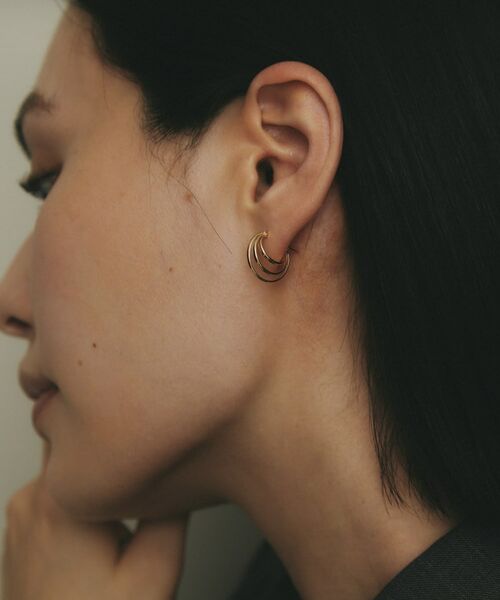 COCOSHNIK / ココシュニック ピアス・イヤリング | K10甲丸グラデトリプル フープピアス | 詳細8